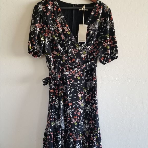 Reborn J black floral midi dress - Picture 3 of 8